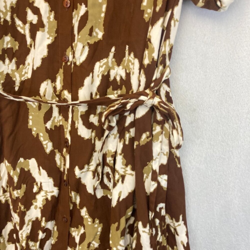 Ashley Stewart Belted Maxi Dress Women's 22/24 Brown Western Rodeo Sharkbite Hem - Picture 5 of 11